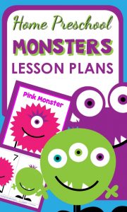 Home Preschool Monster Theme Activities with printables, lesson plans, and hands-on activity ideas
