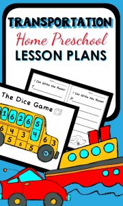 Transportation Activities for Home Preschool-Printable lesson plans with hands-on activities for a full week of playful learning about cars, trucks, trains, planes and more