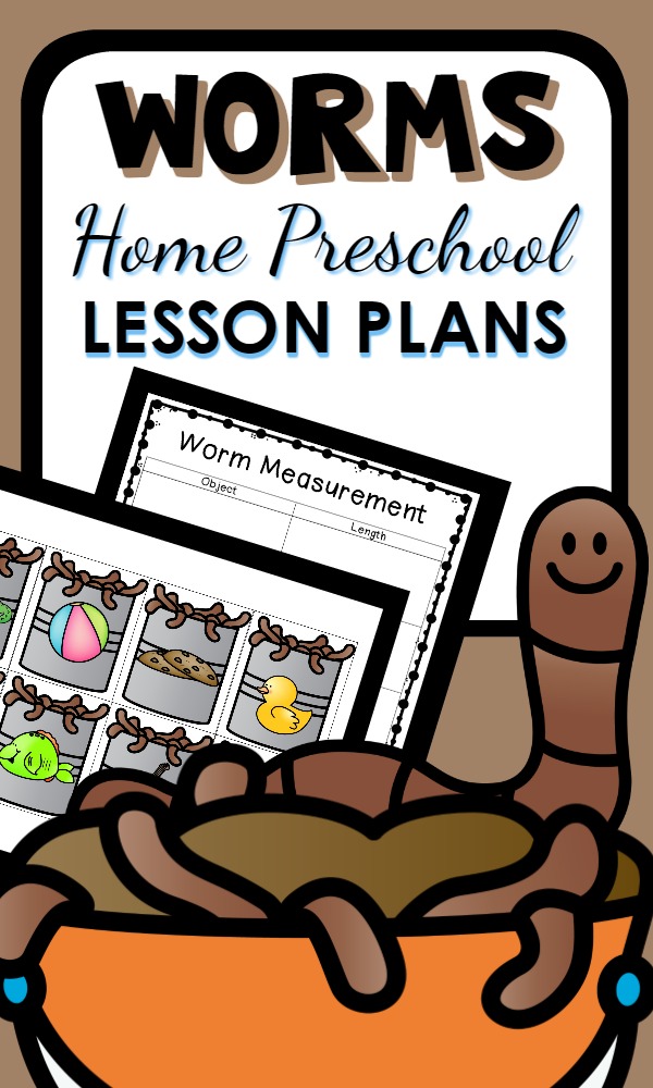 Worm Theme Home Preschool Lesson Plans with engaging ideas for learning about worms, sensory play ideas, science activities, and learning activities. Perfect for a spring theme!
